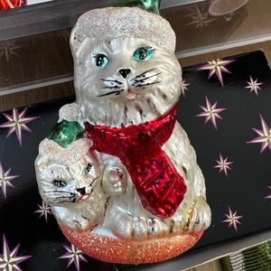 Vintage Christopher Radko Snow Kittens tags still attached